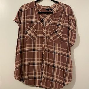 Mauve Plaid button up shirt from Torrid in a size 2
